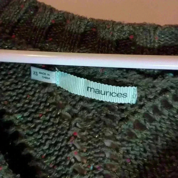 MAURICES Green Gold multi color knit long Fall Winter sweater - (#415) - Picture 2 of 5